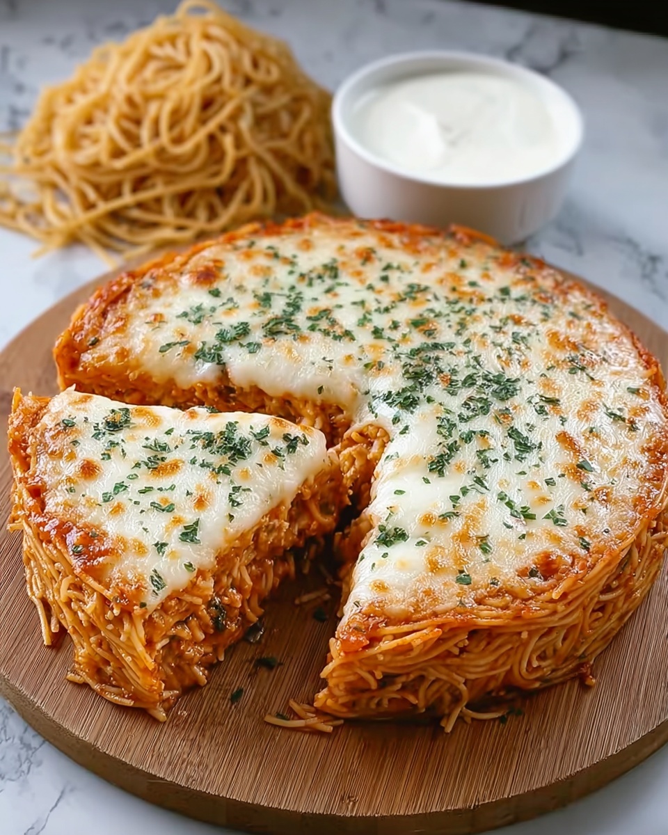 Irresistibly Easy Baked Spaghetti Pie Recipe - Recipe Image