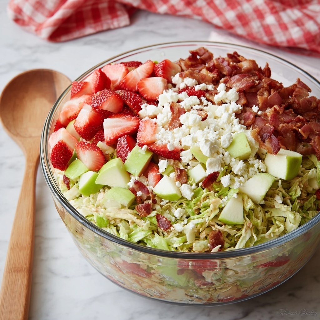 Shaved Brussels Sprout Salad with Strawberries, Apple, and Bacon Recipe - Recipe Image