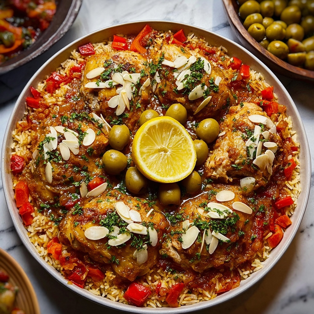 Moroccan Chicken and Rice with Apricots, Olives, and Spiced Tomato Sauce Recipe - Recipe Image