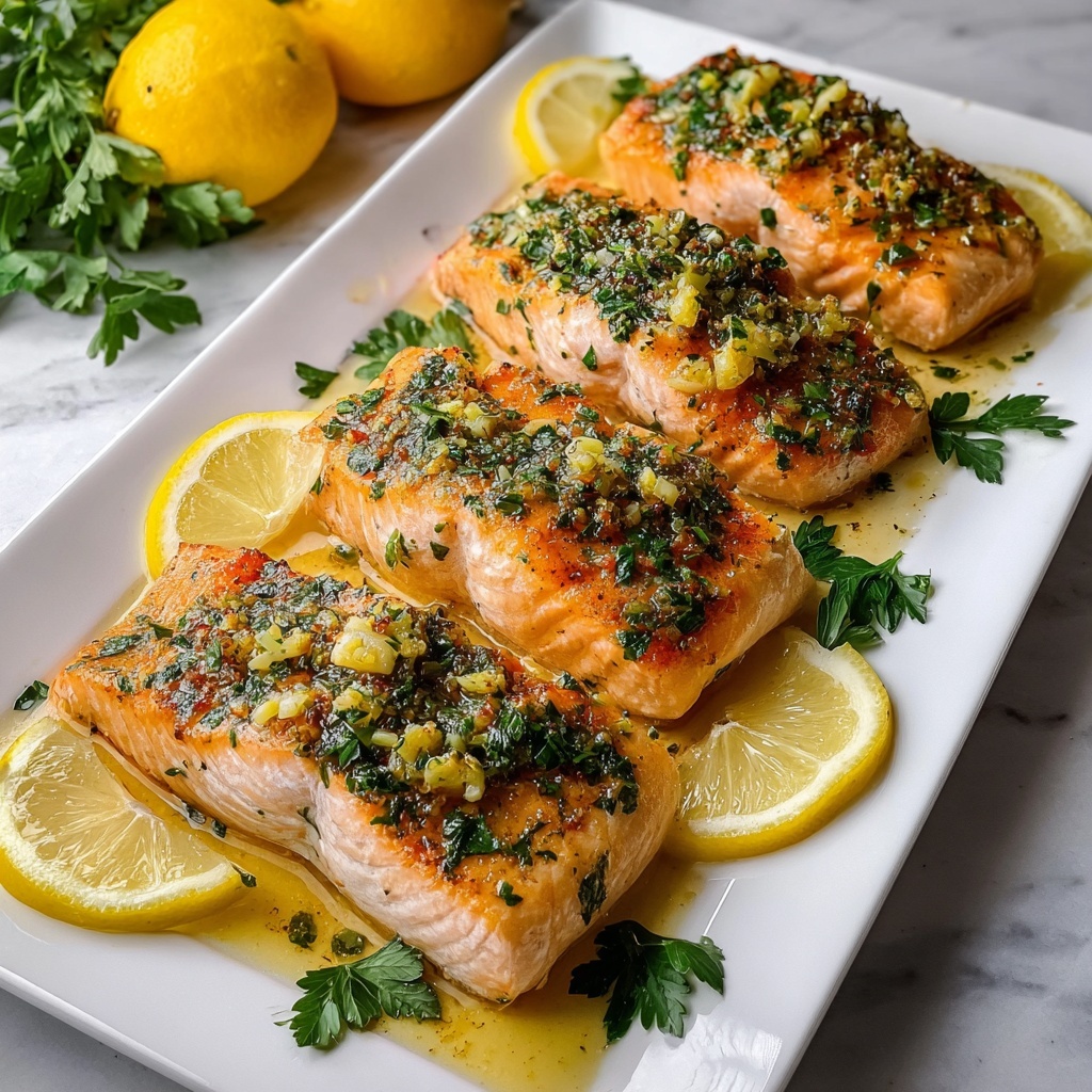 Lemon Herb Baked Salmon with Garlic Recipe - Recipe Image