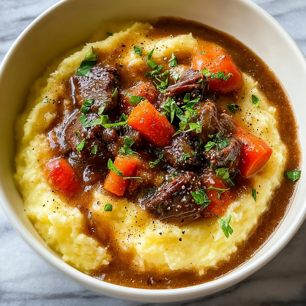 Fall Apple Cider Beef Stew over Mashed Potatoes Recipe - Recipe Image