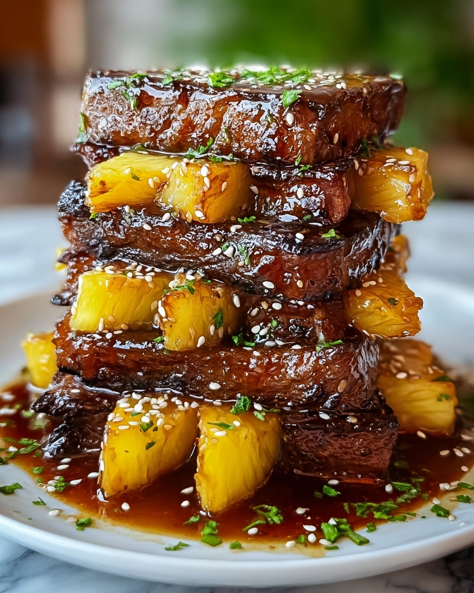Teriyaki Beef & Pineapple Rice Stack Recipe - Recipe Image