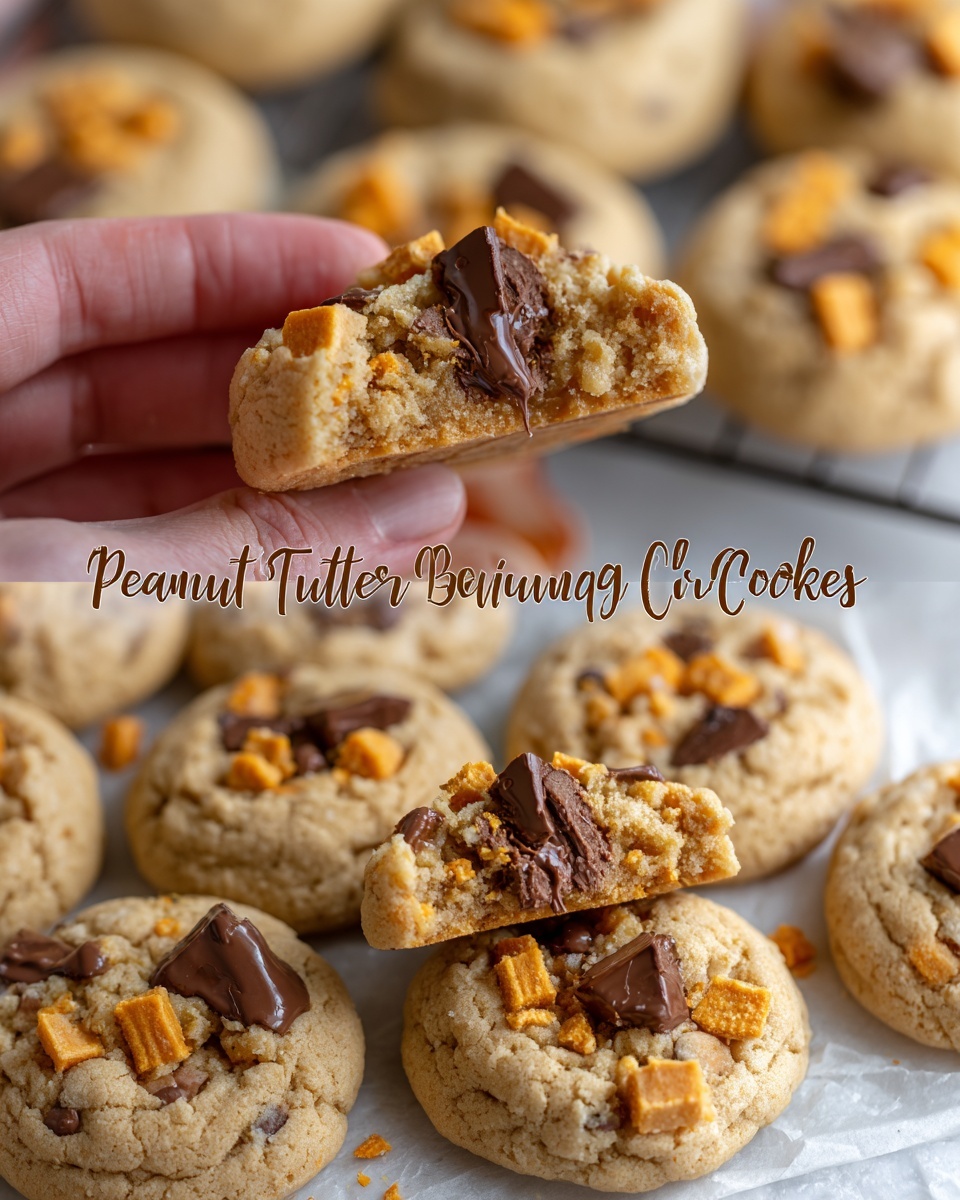 Thick and Chewy Peanut Butter Butterfinger Cookies Recipe - Recipe Image