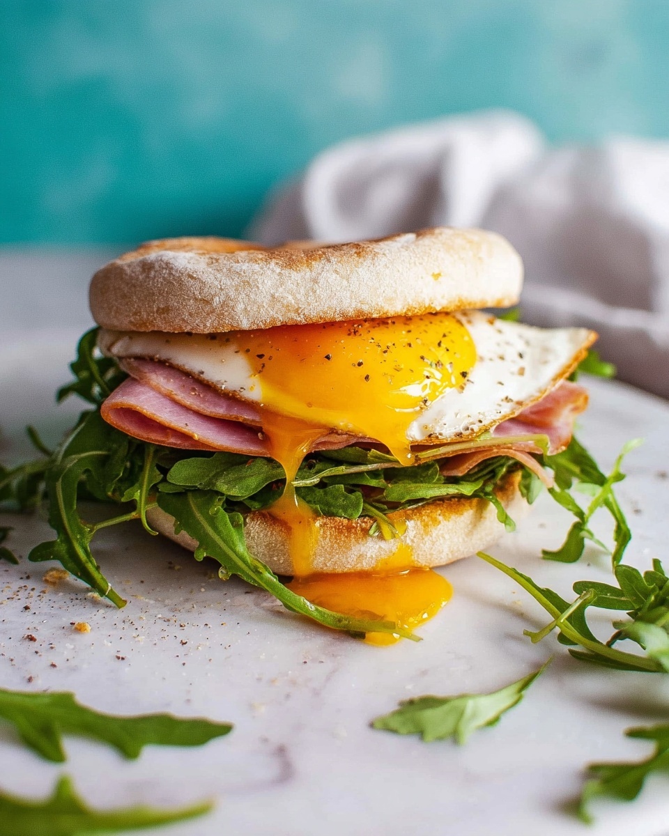 Brunch Egg Sandwich with Poached Eggs, Arugula, and Prosciutto Recipe - Recipe Image