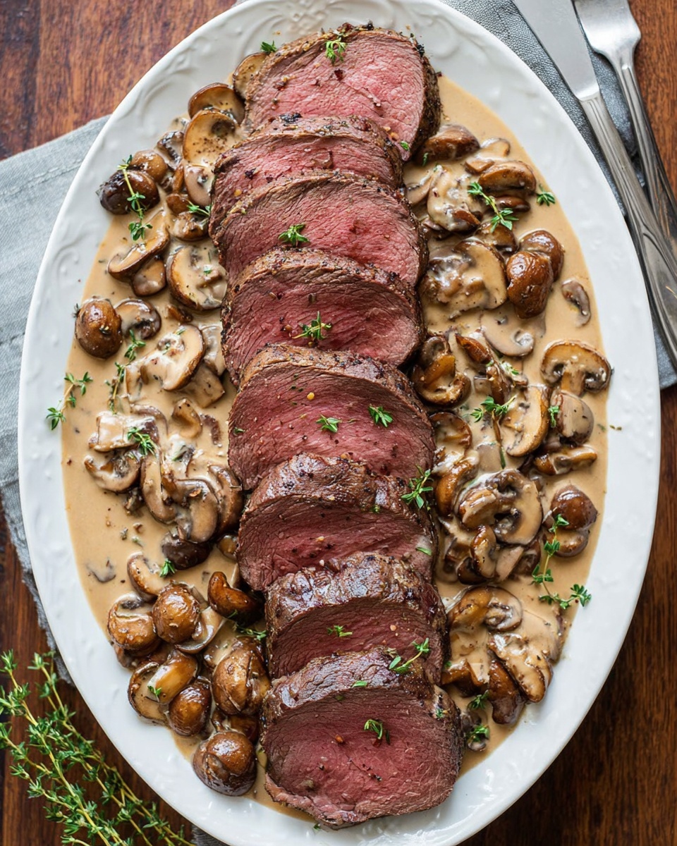 Beef Tenderloin with Mushroom Sauce Recipe - Recipe Image