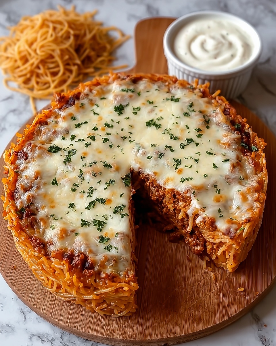 Irresistibly Easy Baked Spaghetti Pie Recipe - Recipe Image