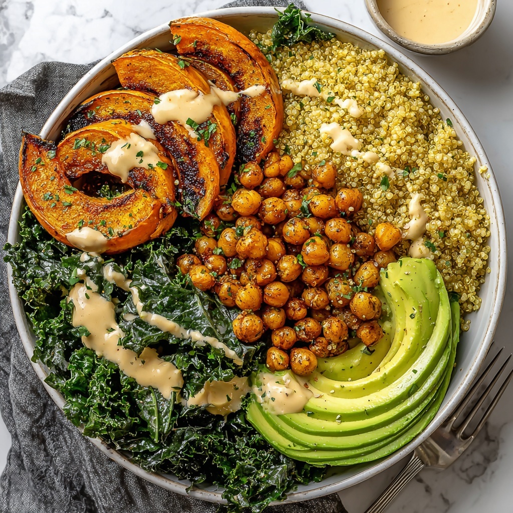 Roasted Sweet Potato and Chickpea Power Bowl with Tahini Lemon Dressing Recipe - Recipe Image