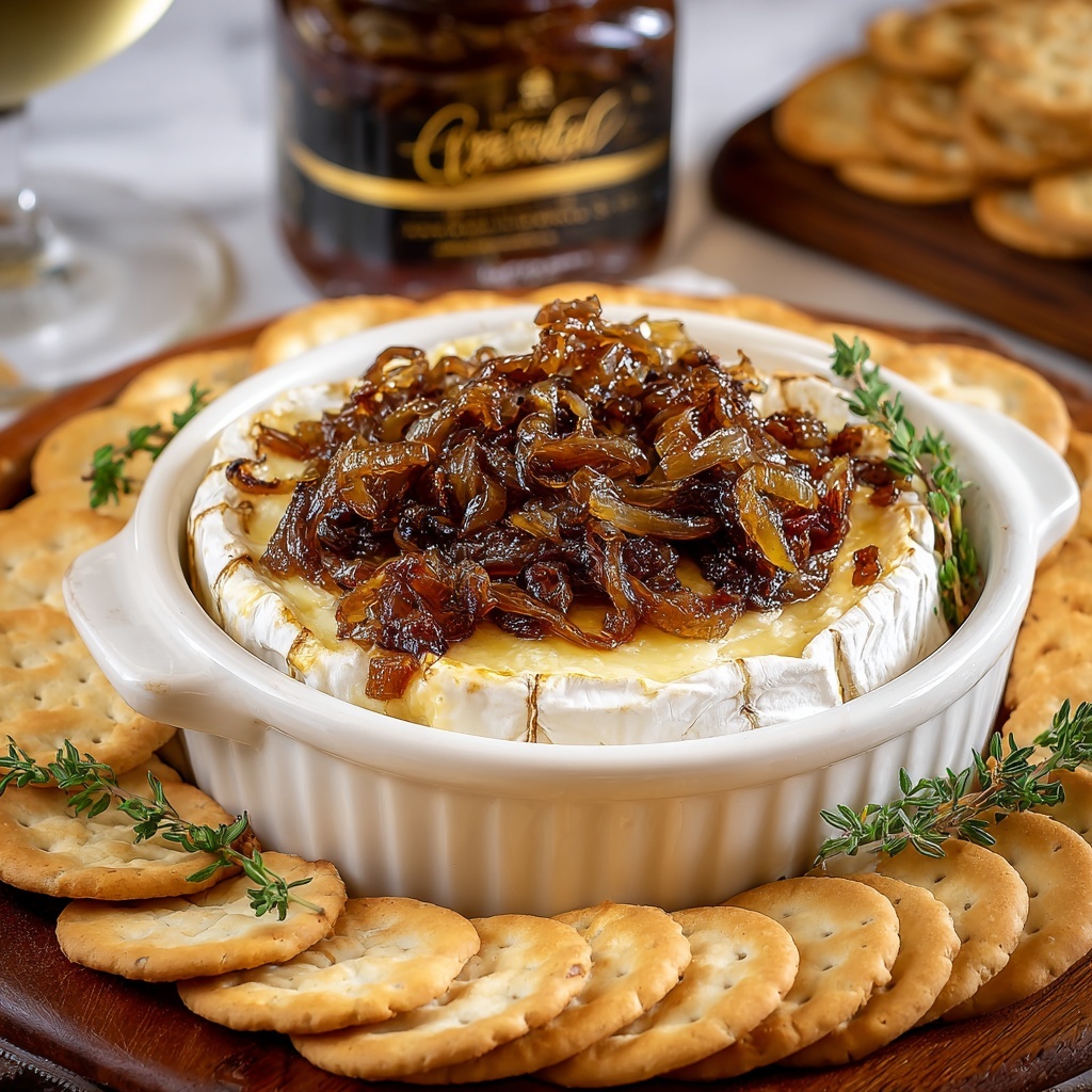 Baked Goat Cheese with Caramelized Onions Recipe - Recipe Image
