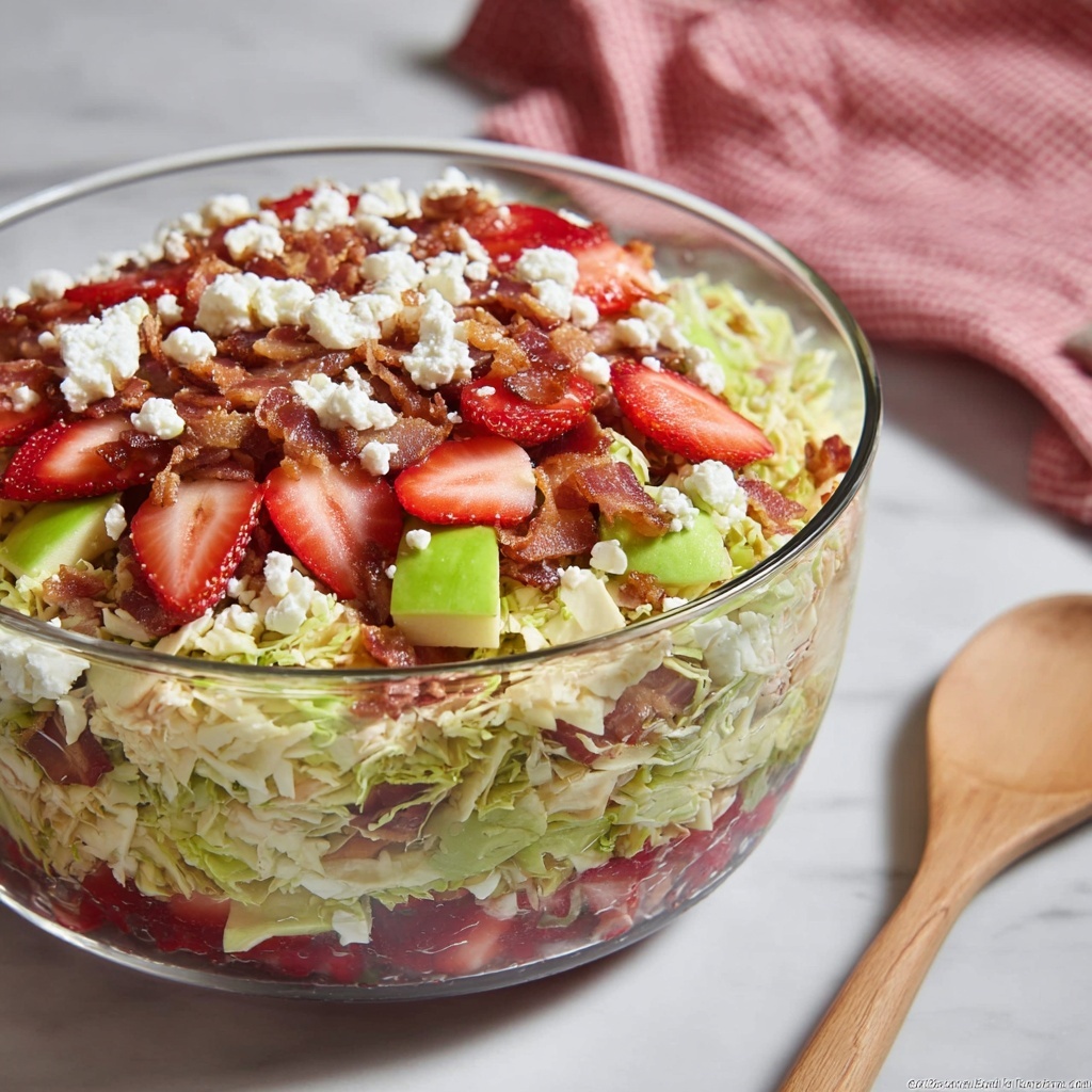 Shaved Brussels Sprout Salad with Strawberries, Apple, and Bacon Recipe - Recipe Image