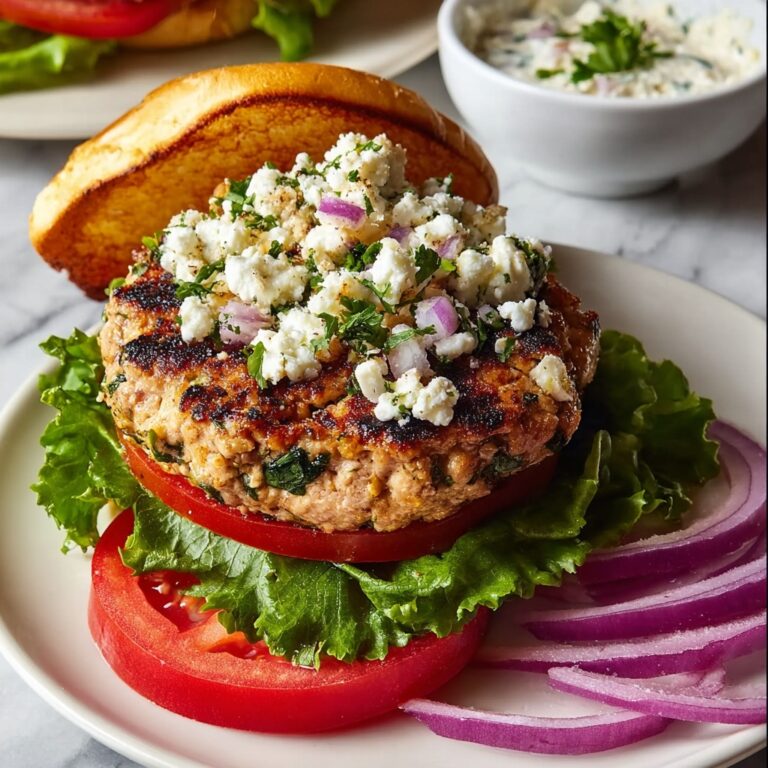 Greek Chicken Burgers with Feta, Parsley, and Tzatziki Recipe