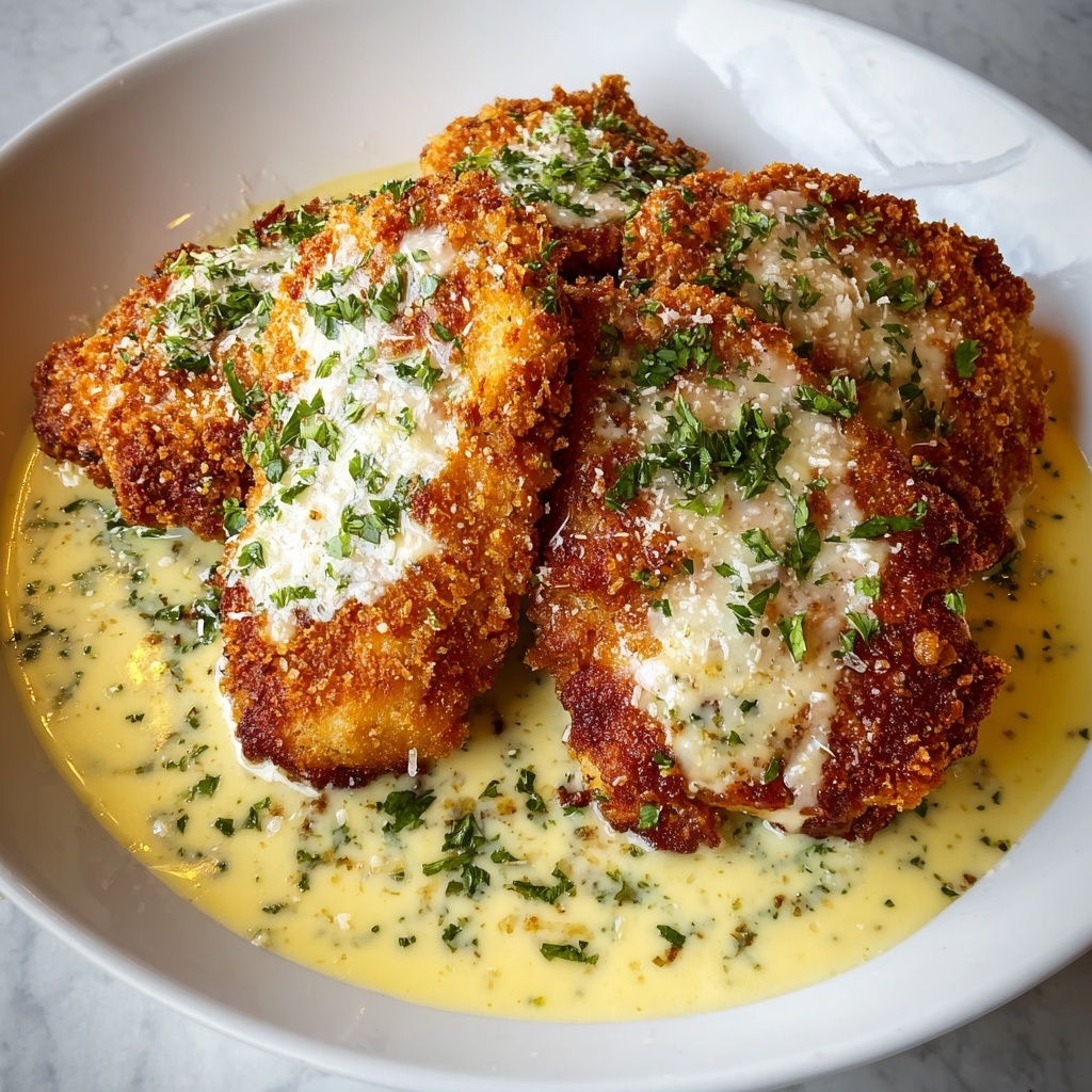 Crispy Parmesan Chicken with Rich Garlic Sauce Recipe - Recipe Image