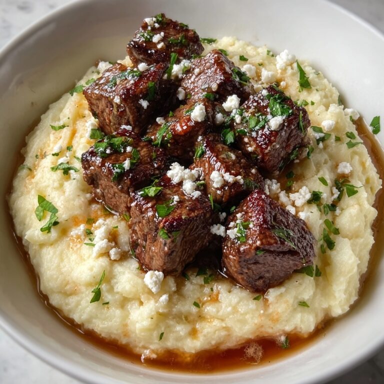 Garlic Parmesan Steak Bites with Creamy Mashed Potatoes Recipe