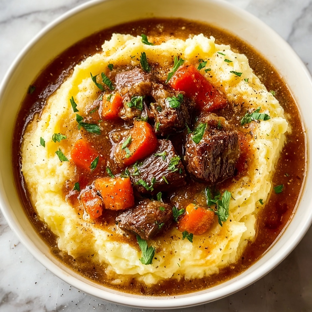 Fall Apple Cider Beef Stew over Mashed Potatoes Recipe - Recipe Image