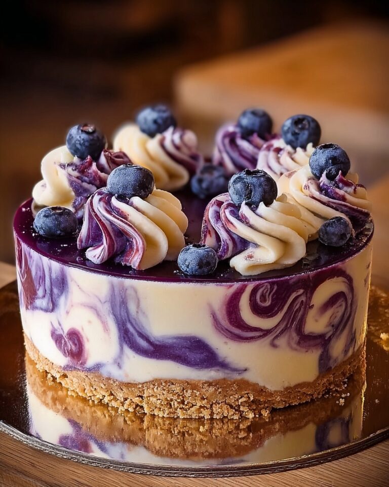 Elegant White Chocolate Blueberry Swirl Cheesecake Recipe