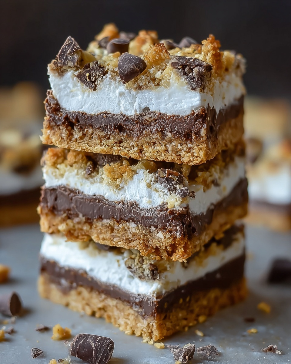 Gooey S'mores Bars with Graham Cracker Crust and Toasted Marshmallows Recipe - Recipe Image