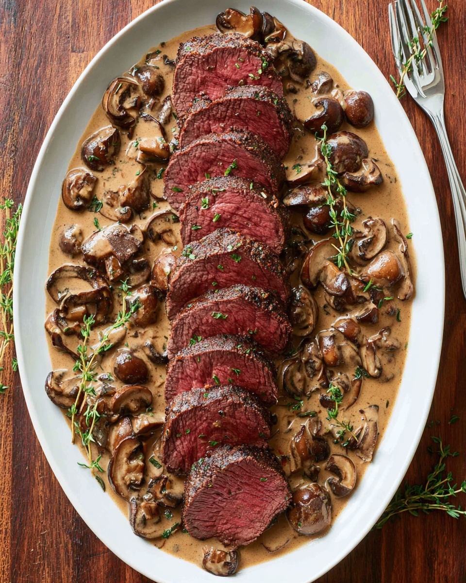 Beef Tenderloin with Mushroom Sauce Recipe - Recipe Image
