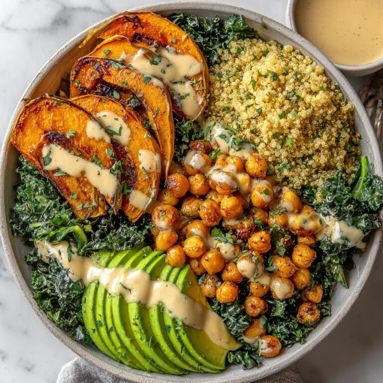 Roasted Sweet Potato and Chickpea Power Bowl with Tahini Lemon Dressing Recipe