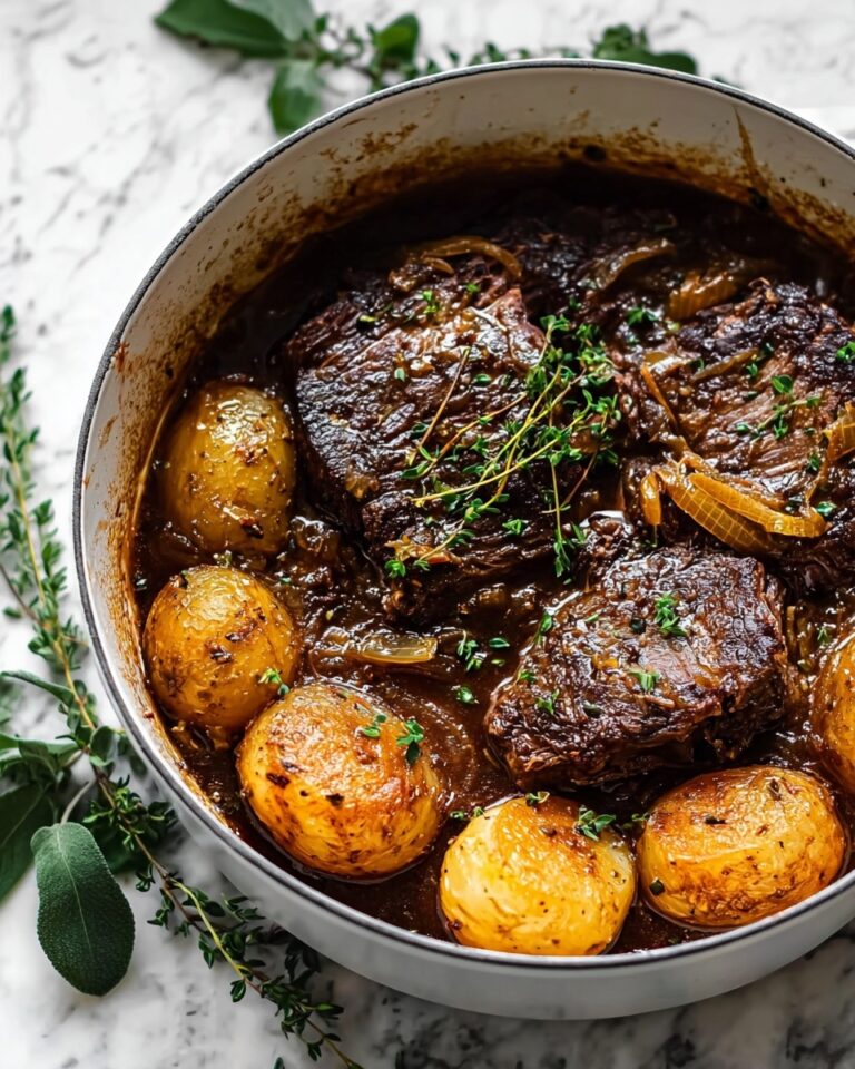 Cider-Braised Pot Roast with Caramelized Onions and Cauliflower Rice Recipe