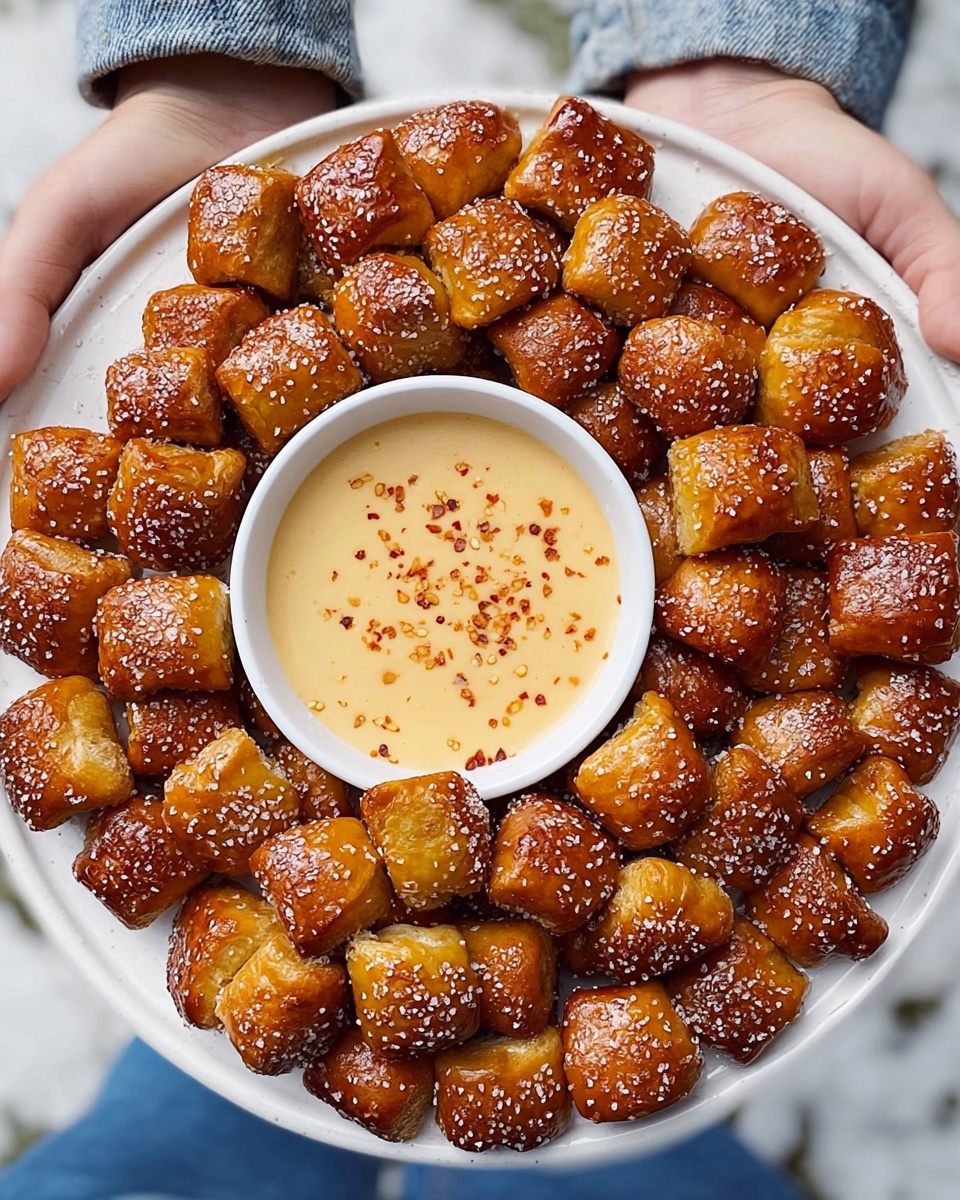 Soft Pretzel Bites with Vegan Cheese Sauce Recipe - Recipe Image