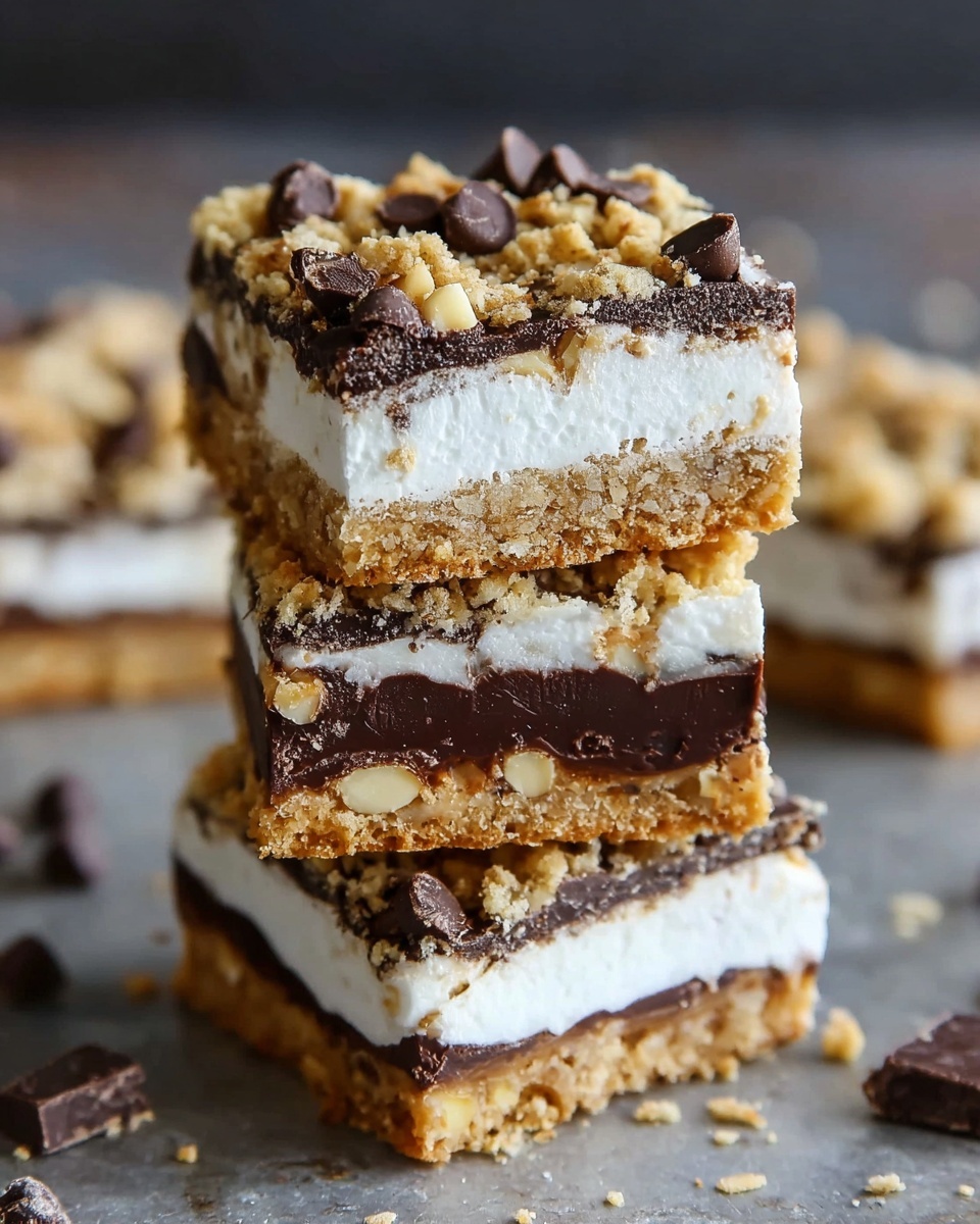 Gooey S'mores Bars with Graham Cracker Crust and Toasted Marshmallows Recipe - Recipe Image