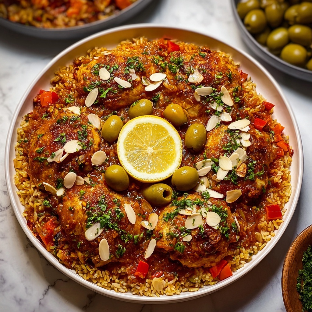 Moroccan Chicken and Rice with Apricots, Olives, and Spiced Tomato Sauce Recipe - Recipe Image