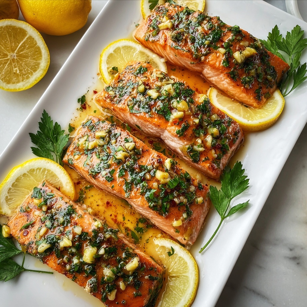 Lemon Herb Baked Salmon with Garlic Recipe - Recipe Image