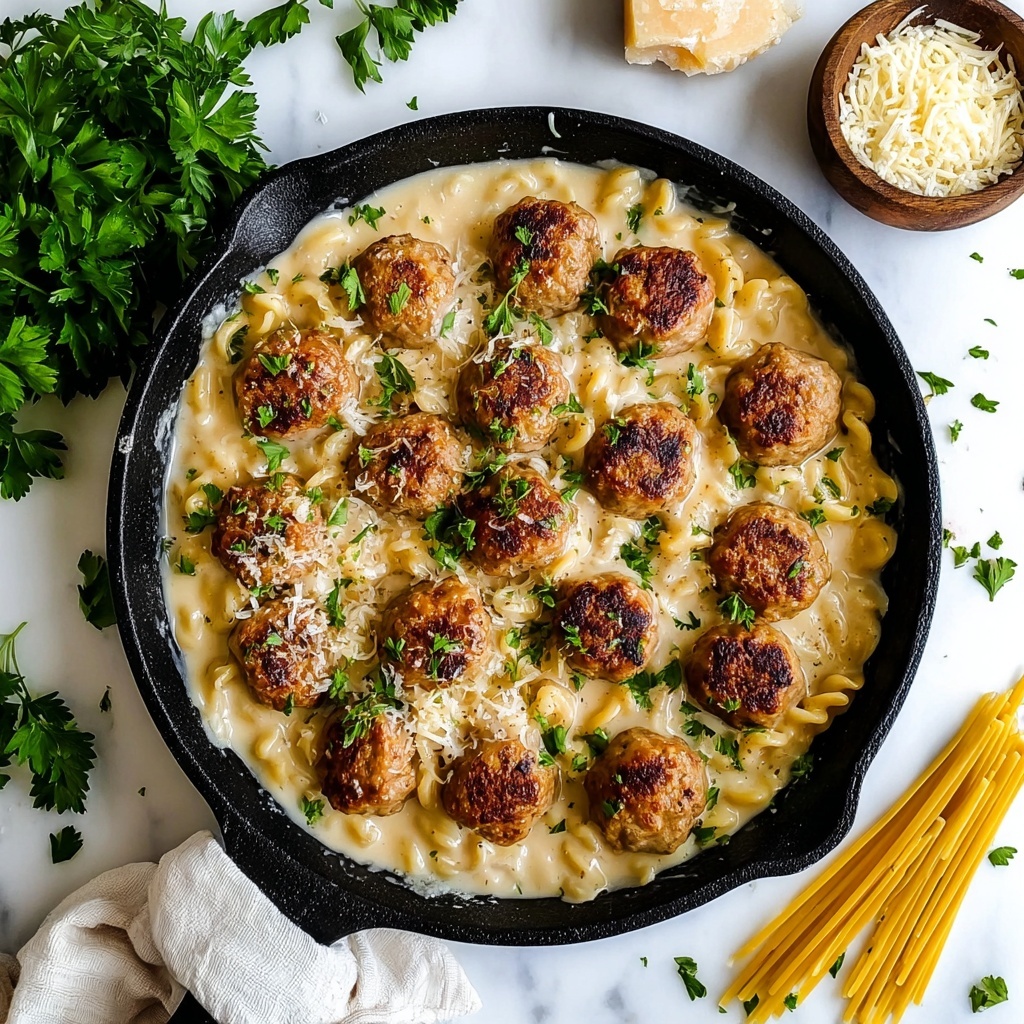 Garlic Butter Sausage Bites with Creamy Parmesan Pasta Recipe - Recipe Image