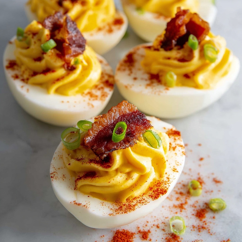 Dijon Deviled Eggs with Maple Candied Bacon Recipe - Recipe Image