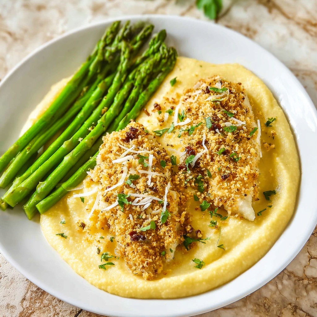 Almond-Crusted Honey Dijon Tilapia with Creamy Polenta Recipe - Recipe Image