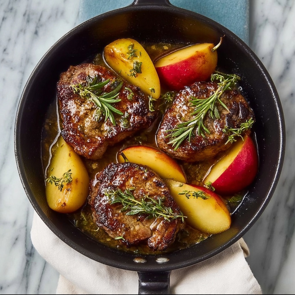 Herb Crusted Honey Bourbon Pear Pork Chops Recipe - Recipe Image