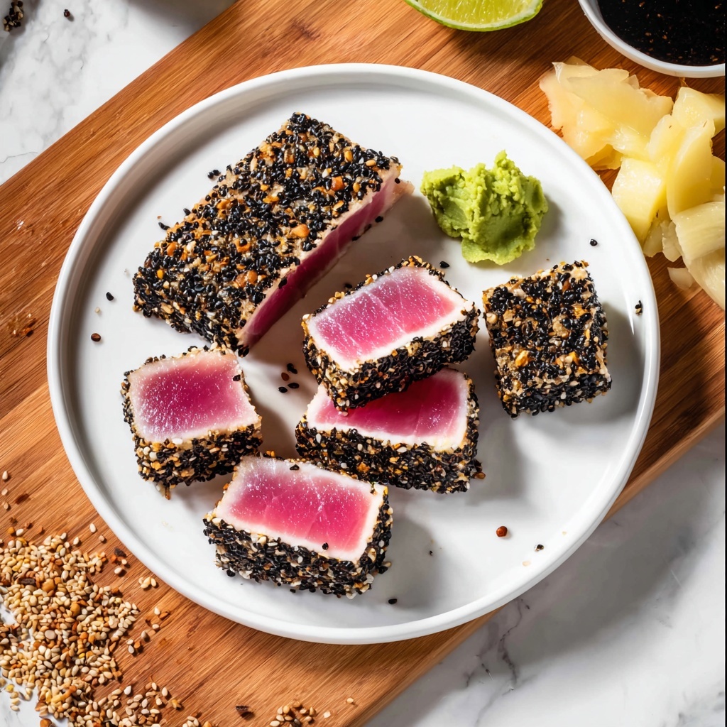 Seared Ahi Tuna with Sesame, Avocado, and Asparagus Recipe - Recipe Image