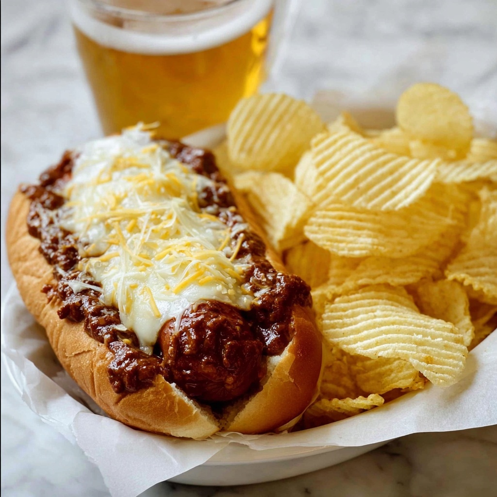 Spicy Chili Dogs with Ground Beef and Melted Cheese Recipe - Recipe Image