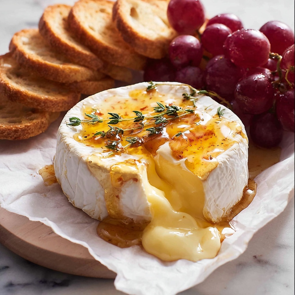 Baked Brie with Honey, Thyme, and Crostini Recipe - Recipe Image