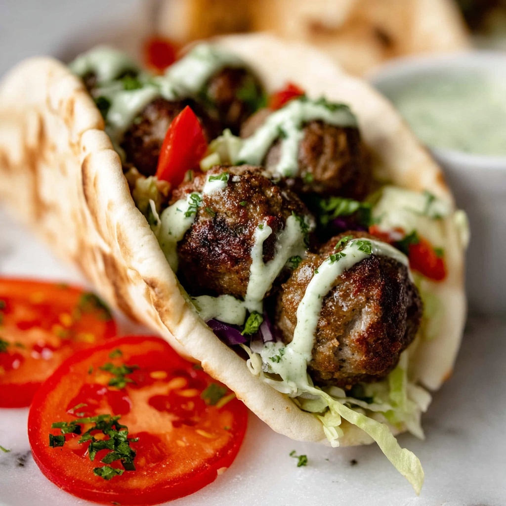 Moroccan Lamb Meatballs in Pita with Mint Yogurt Sauce Recipe - Recipe Image