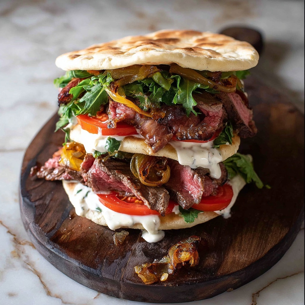 Steak Sandwich with Caramelized Onions and Garlic Aioli Recipe - Recipe Image