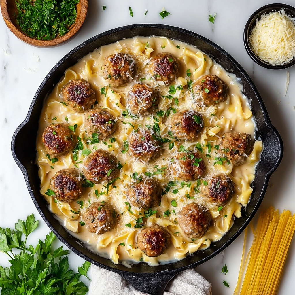 Garlic Butter Sausage Bites with Creamy Parmesan Pasta Recipe - Recipe Image