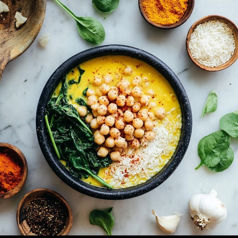 Turmeric Soup with Chickpeas, Orzo, and Spinach Recipe