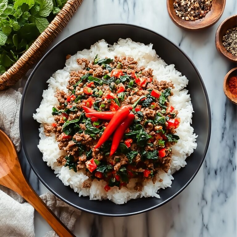 Pad Kra Pao: Spicy Thai Holy Basil Stir-Fry with Minced Chicken or Pork Recipe