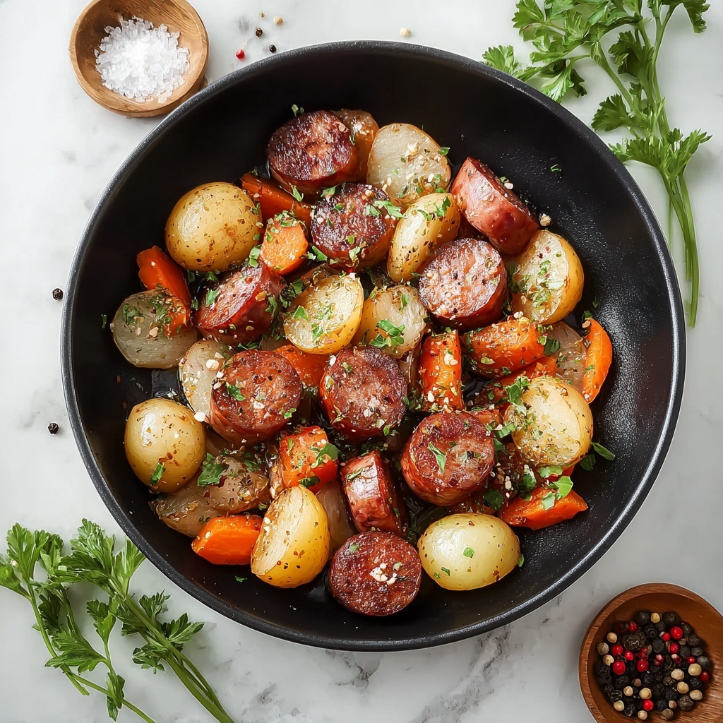 Smoked Sausage and Roasted Potatoes Sheet Pan Dinner Recipe - Recipe Image