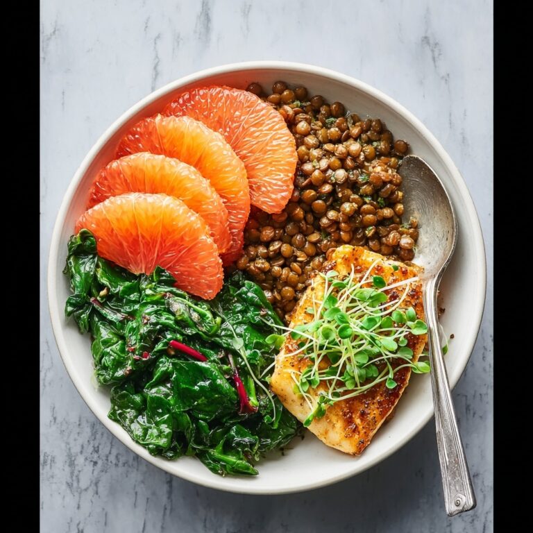 Orange Salmon with Lentils and Wilted Swiss Chard Recipe