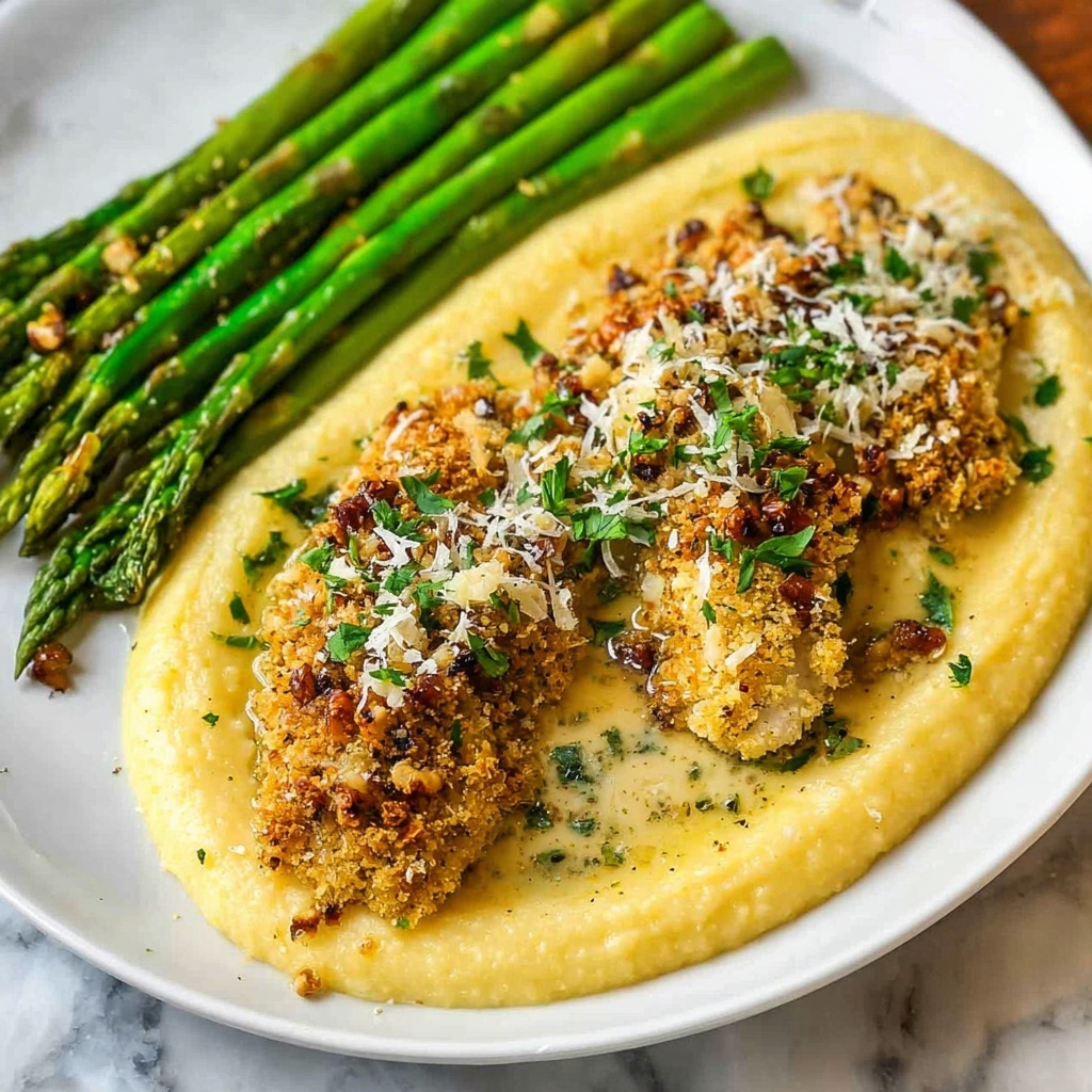 Almond-Crusted Honey Dijon Tilapia with Creamy Polenta Recipe - Recipe Image