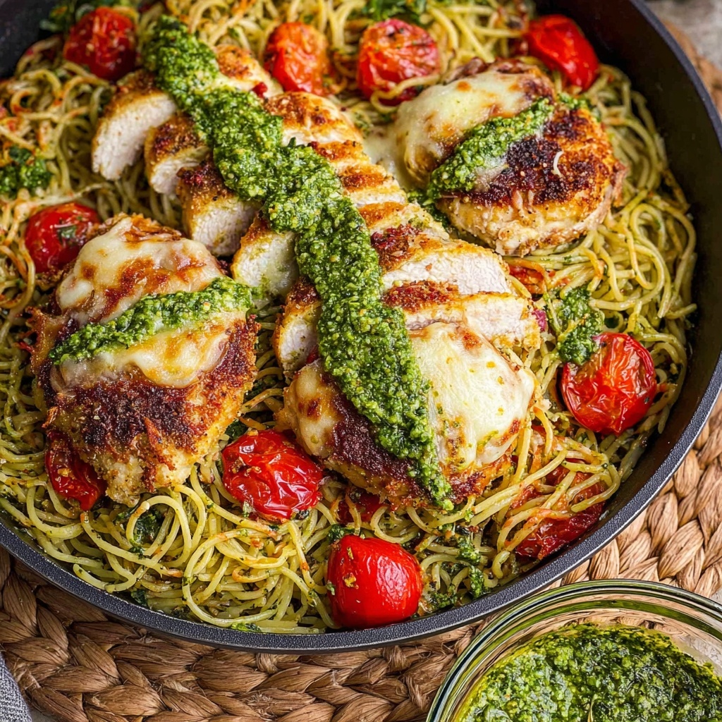 Almond-Crusted Chicken with Homemade Pesto Pasta Recipe - Recipe Image