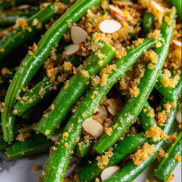Make-Ahead Green Beans with Garlic Bread Crumbs and Almonds Recipe