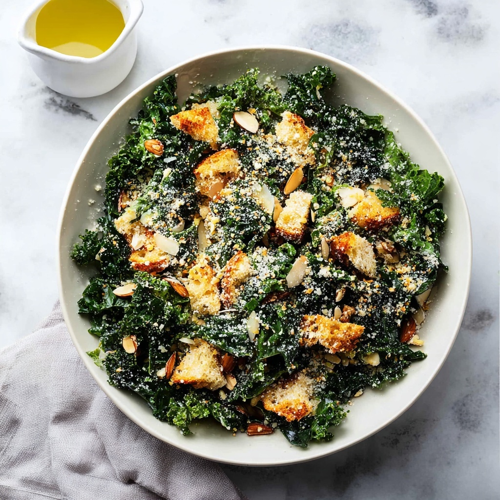 Kale Salad with Crunchy Toasted Bread Crumbs, Parmesan, and Almonds Recipe - Recipe Image