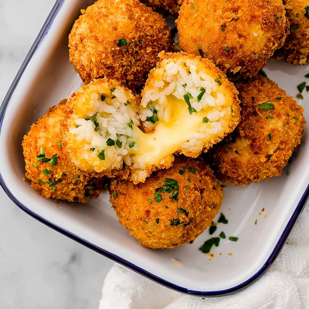 Cheesy Mozzarella and Parmesan Arancini with Marinara Dipping Sauce Recipe - Recipe Image