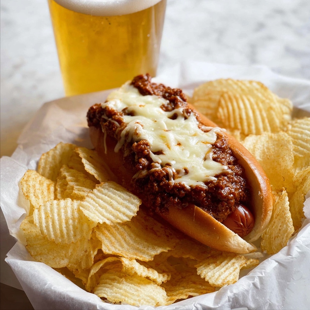 Spicy Chili Dogs with Ground Beef and Melted Cheese Recipe - Recipe Image