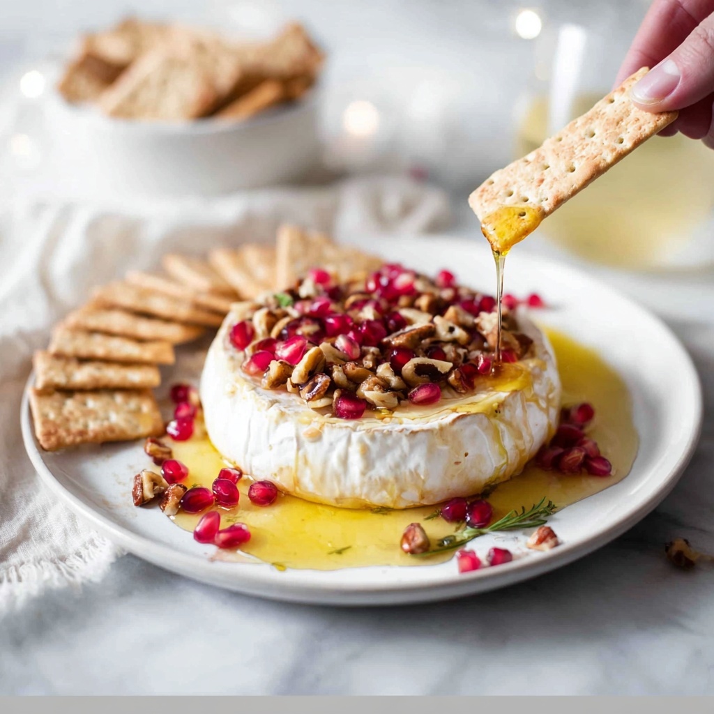 3 Minute Melty Festive Brie with Pecans, Pomegranate Seeds, and Maple Syrup Recipe - Recipe Image