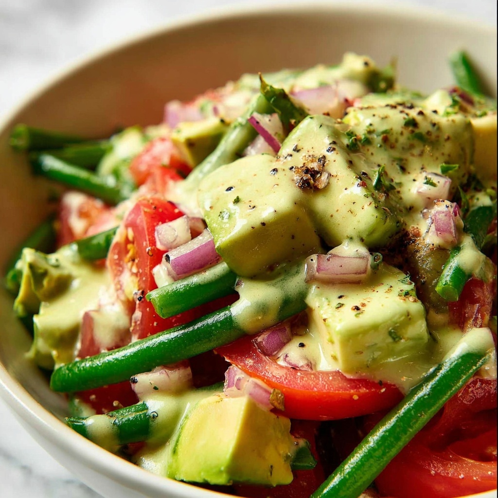 Green Bean Avocado Salad with Creamy Avocado Dressing Recipe - Recipe Image