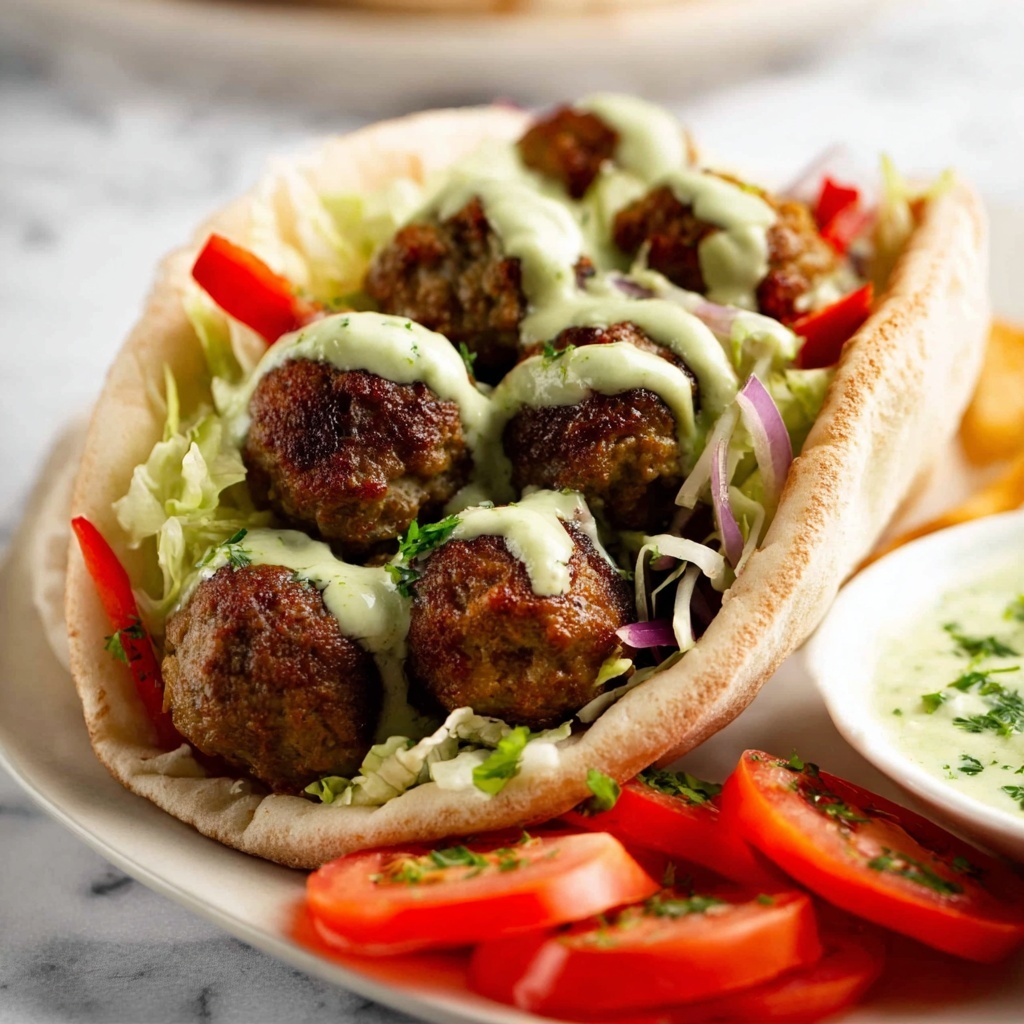 Moroccan Lamb Meatballs in Pita with Mint Yogurt Sauce Recipe - Recipe Image