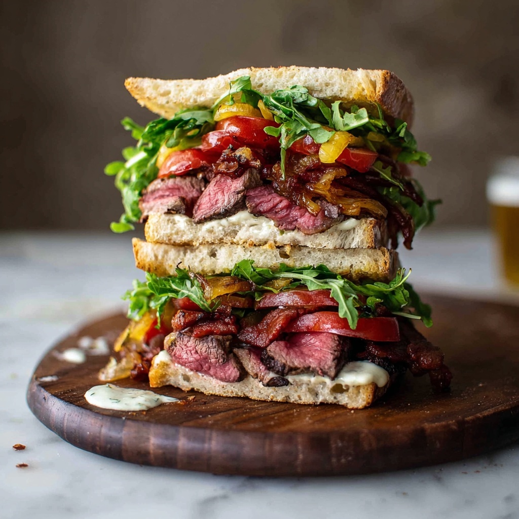 Steak Sandwich with Caramelized Onions and Garlic Aioli Recipe - Recipe Image